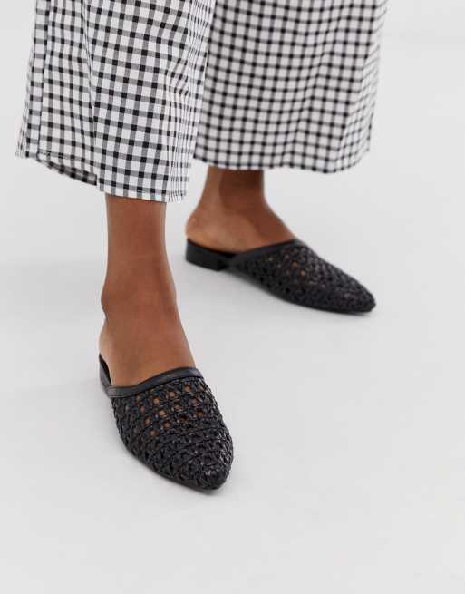 Woven hot sale mules black