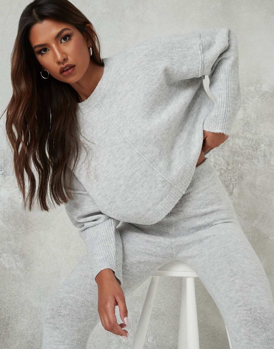 Missguided recycled seam front sweater in gray-Grey