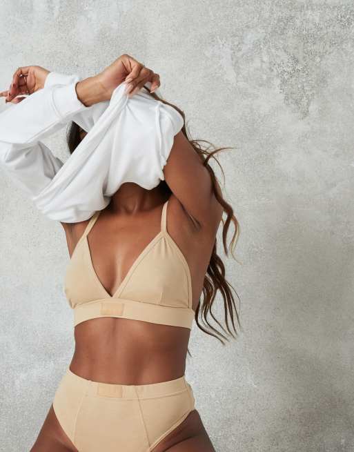 Missguided - Reggiseno a triangolo color tortora in coordinato