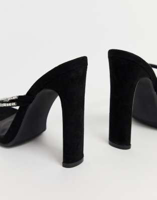 heeled sandals with rhinestone straps