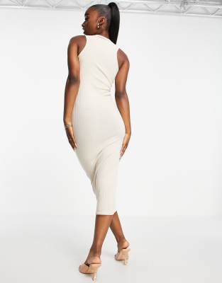 ribbed racer neck dress