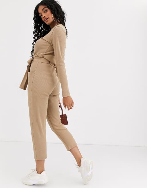 Ribbed hot sale belted jumpsuit