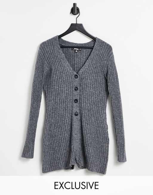 Missguided ribbed cardigan in stone