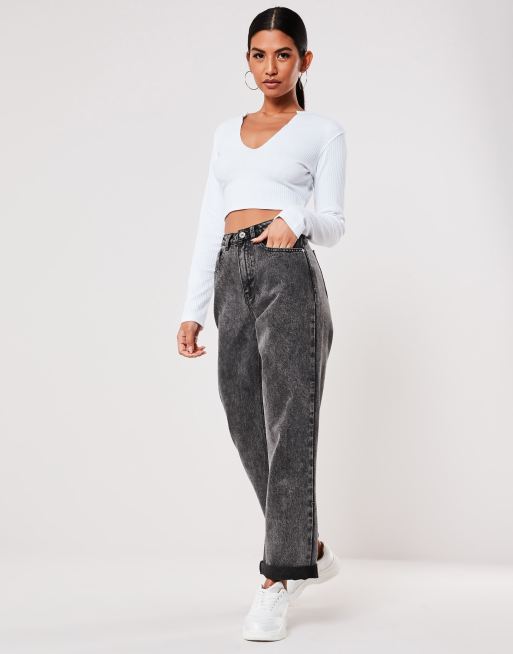 Missguided ribbed crop top with notch neck in white, 4 of 4