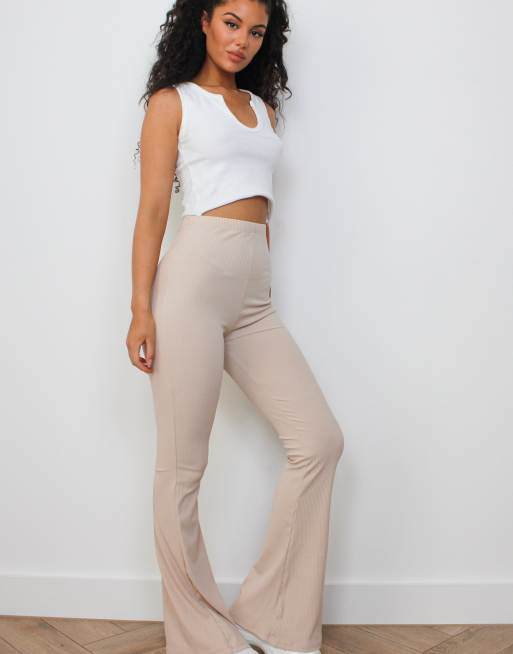 Ribbed deals flare pants