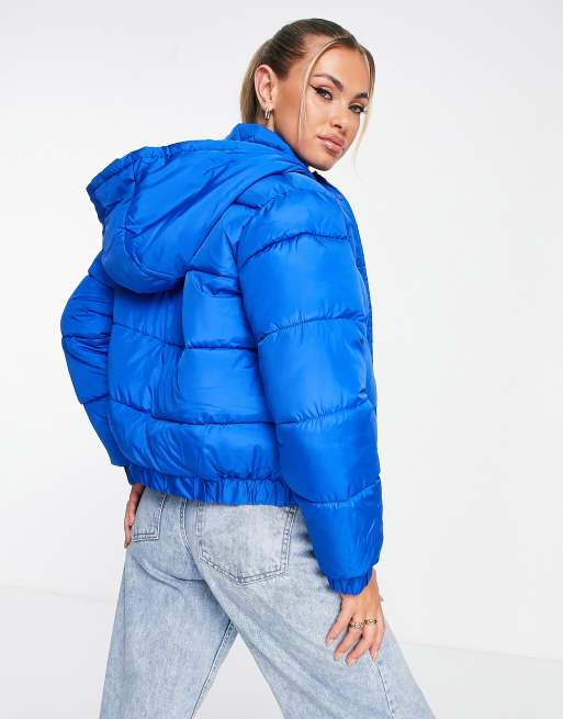 Electric blue shop puffer coat