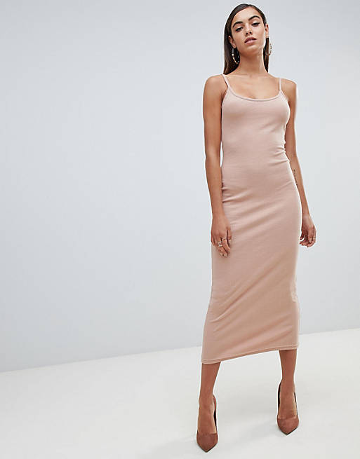 Missguided Ribbed Strappy Midi Dress | ASOS