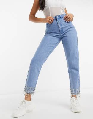 embellished mom jeans