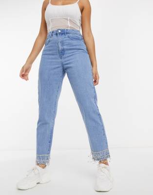 embellished mom jeans
