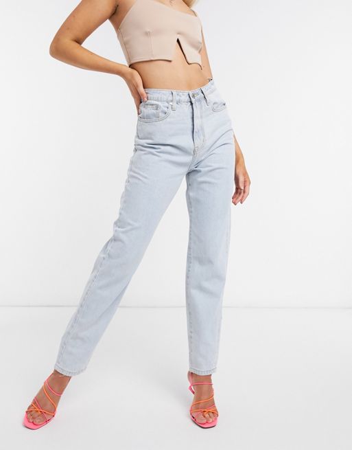 Missguided Riot High Rise Denim Mom Jeans In Blue Mblue Asos 6254