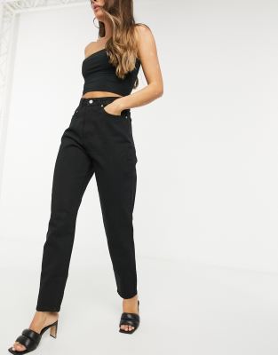 Missguided riot high waisted denim mom jean in black - BLACK - ASOS Price Checker