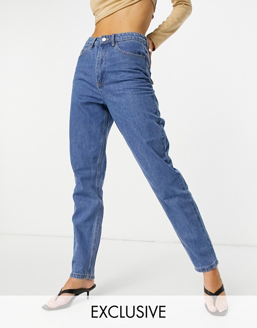 Missguided riot high waisted mom jean in blue