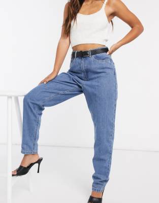 high waisted blue mom jeans