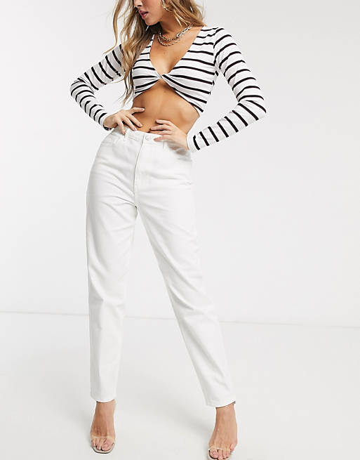Missguided Riot highwaisted mom jeans in white