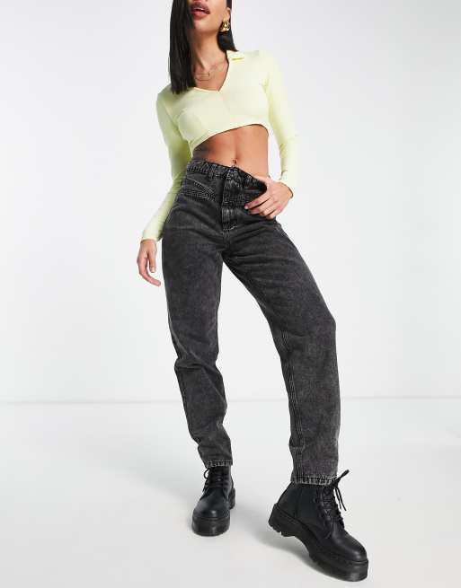 Missguided - Riot - Jeans med sømdetaljer i vasket sort, 4 af 4