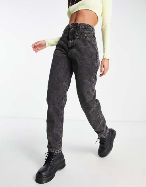 Missguided - Riot - Jeans nero slavato con dettaglio con cuciture