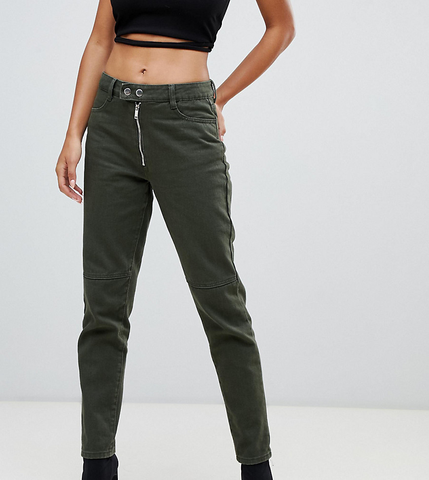 Missguided – Riot – Khakifärgade jeans i mom jeans-modell med hög midja-Grön
