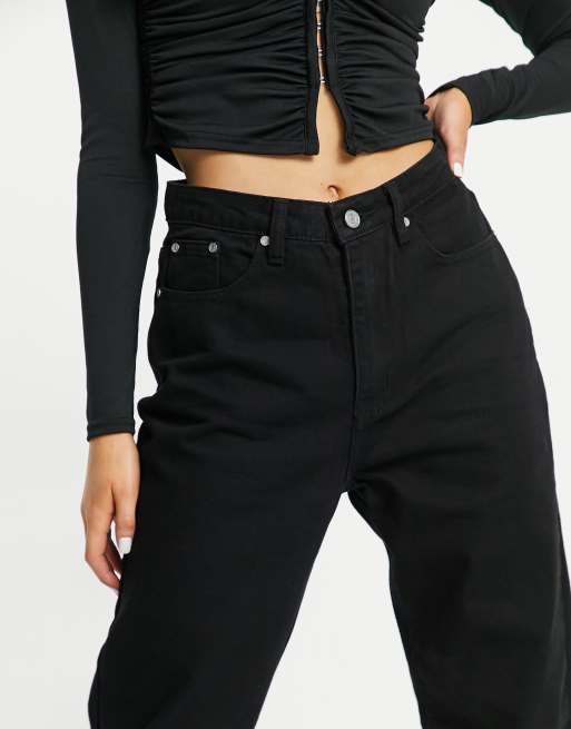 Missguided Riot high waist mom jeans in black