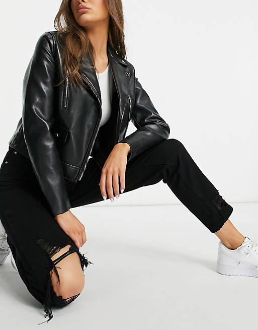 Jeans Missguided riot mom jean with slashed thigh in black 