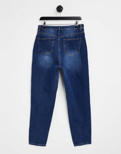 Missguided Riot mom jeans in dark blue | ASOS