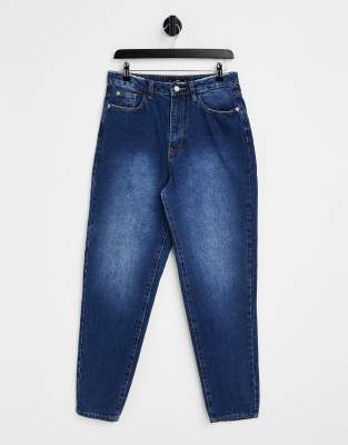 Missguided - Riot - Mom-Jeans in Dunkelblau