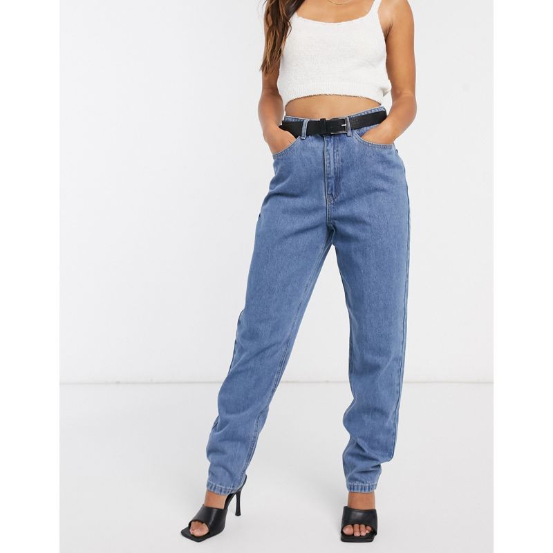 zeYt6 Jeans Missguided - Riot - Mom jeans rigid vita alta blu tinta unita 