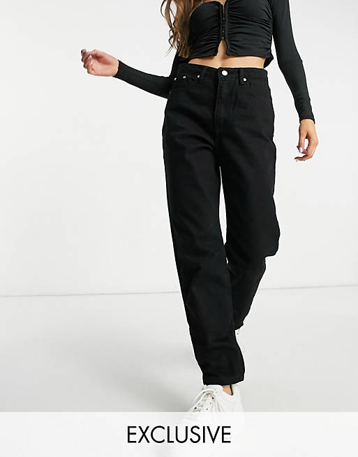 Women Missguided riot recycled mom jean in black 