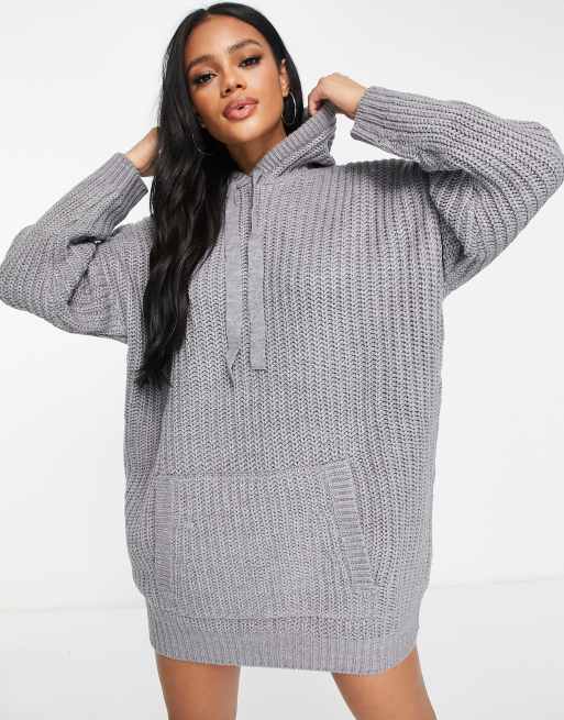 Missguided - Robe à capuche oversize - Gris