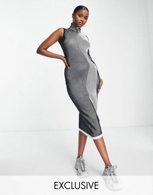 Missguided wave knit roll neck midaxi dress in multi - ASOS Price Checker