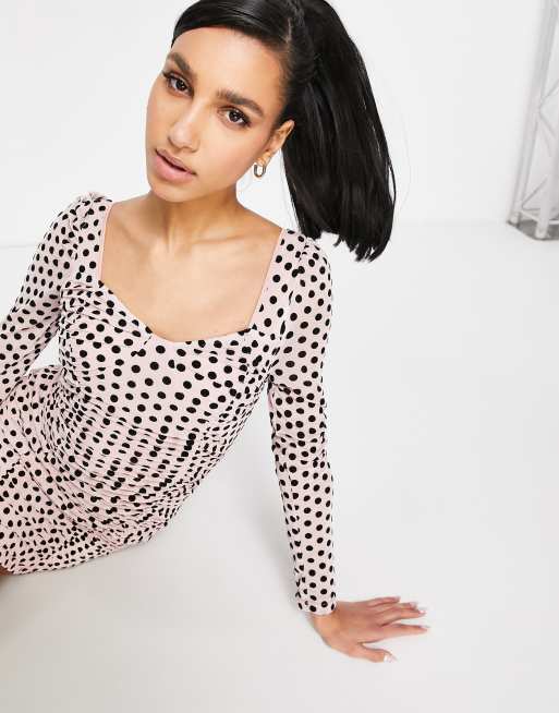 Missguided - Robe tendance folk froncée à pois floqués, 4 de 4