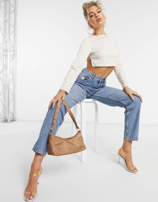 Missguided – Rosa crop top med lång ärm och bar rygg, 4 av 4