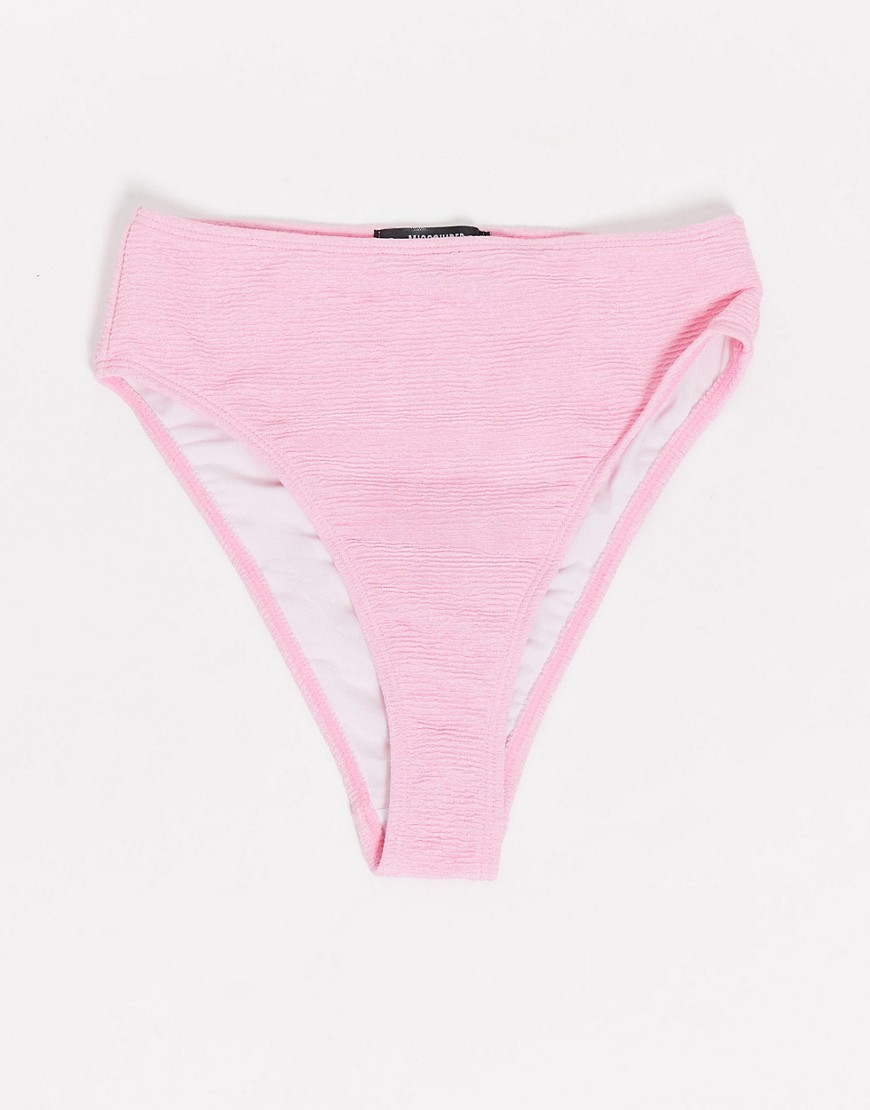 missguided - rosa, krinklad bikiniunderdel med hög midja-pink