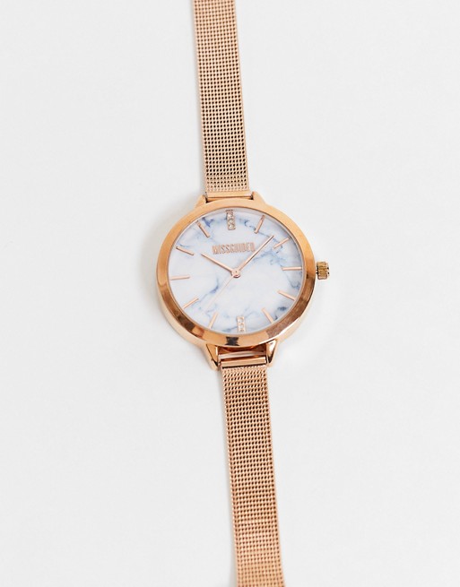 Missguided rose gold mesh strap watch