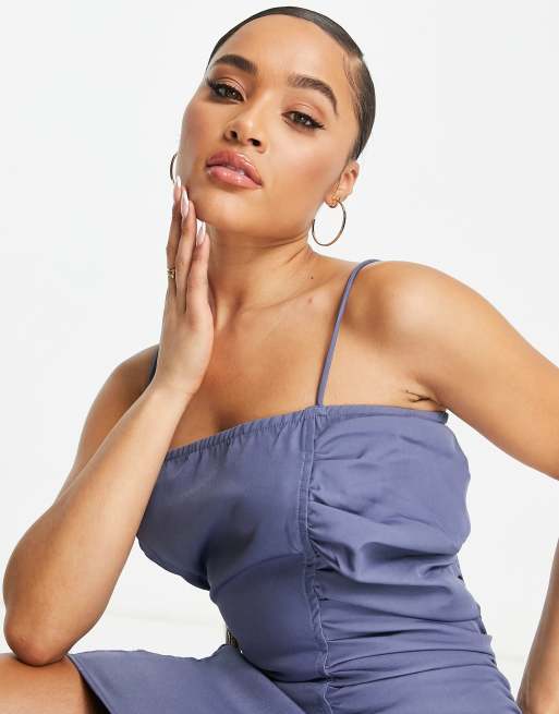 missguided blue ruched dress MISSGUIDED Women Short Slinky Draped Ruched Bodycon DressMISSGUIDED