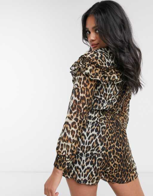 Leopard print playsuit store missguided