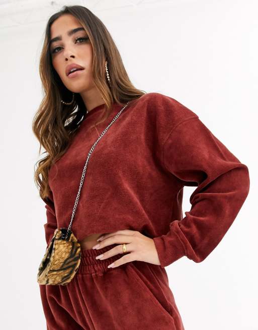 Missguided - Del af et sæt i rustfarvet velour, 3 af 3