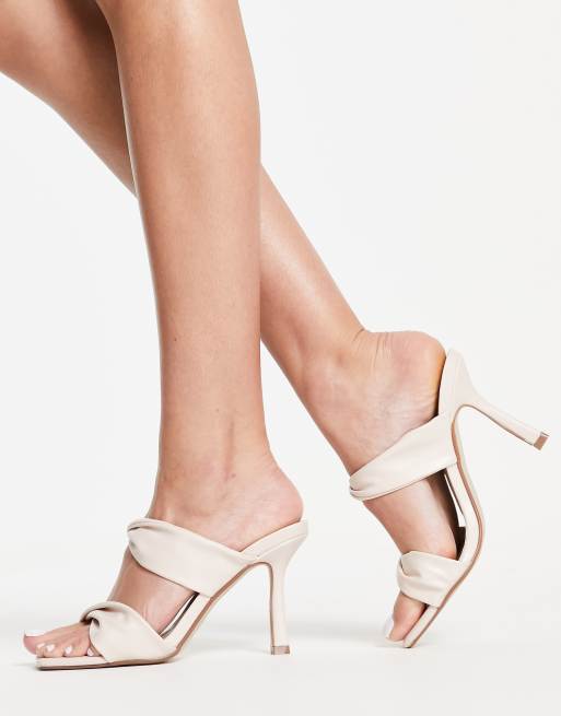 Missguided - Sabot con tacco e nodo frontale color crema, 3 di 4