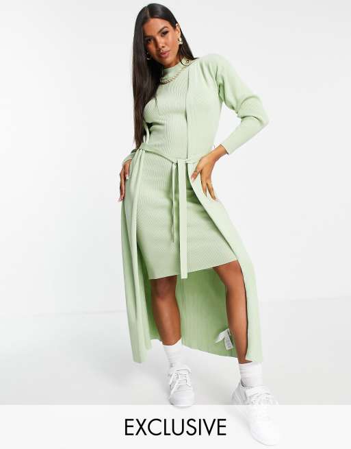 Missguided - Strikket sæt i salviegrøn, 2 af 3