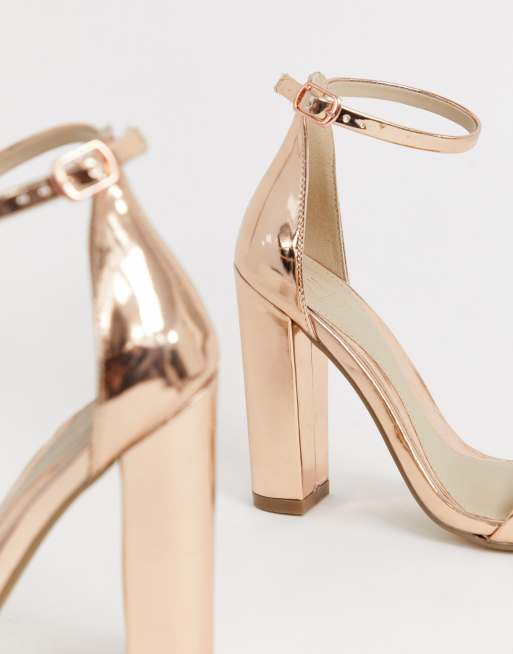 Missguided - Sandales minimalistes à talons carrés - Or rose, 2 de 4