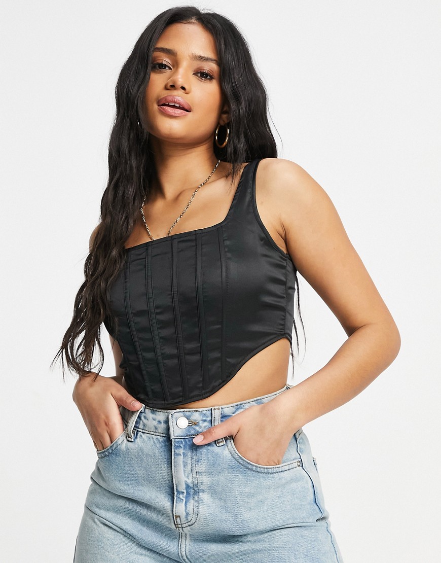 Missguided satin corset in black