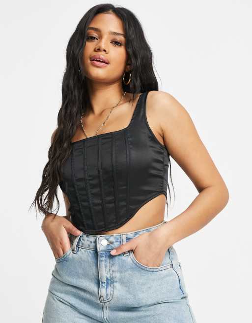 Missguided satin bralet in black