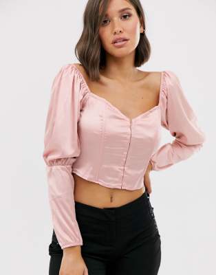 pink satin corset top