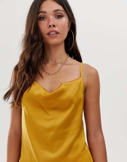 Yellow cowl store neck top