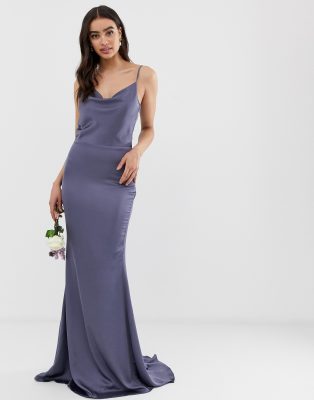 satin maxi dress cowl neck