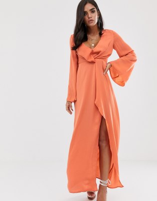 missguided orange maxi dress