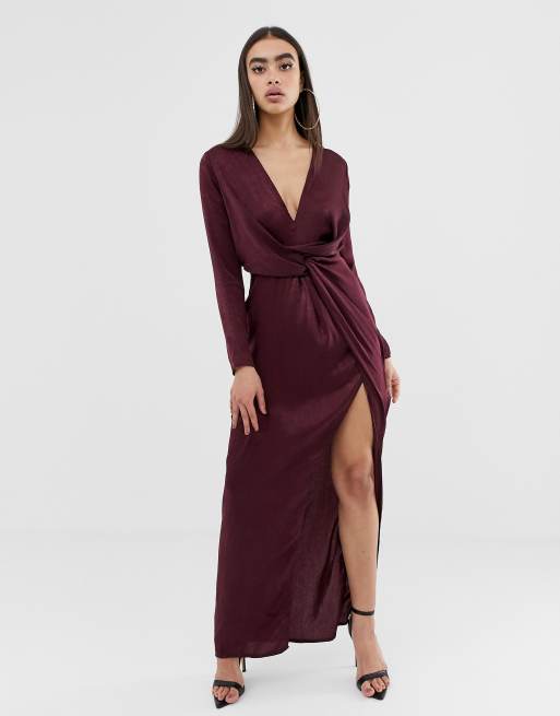 Missguided satin wrap dress online