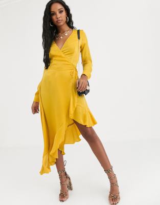 yellow button down midi dress