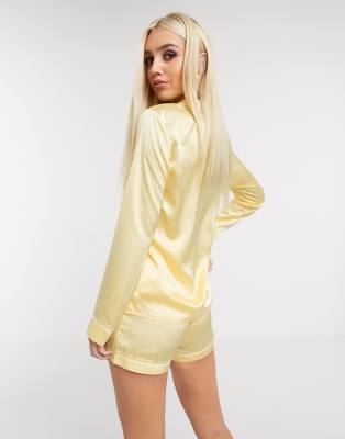 Yellow satin online pajamas