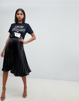 asos black satin skirt