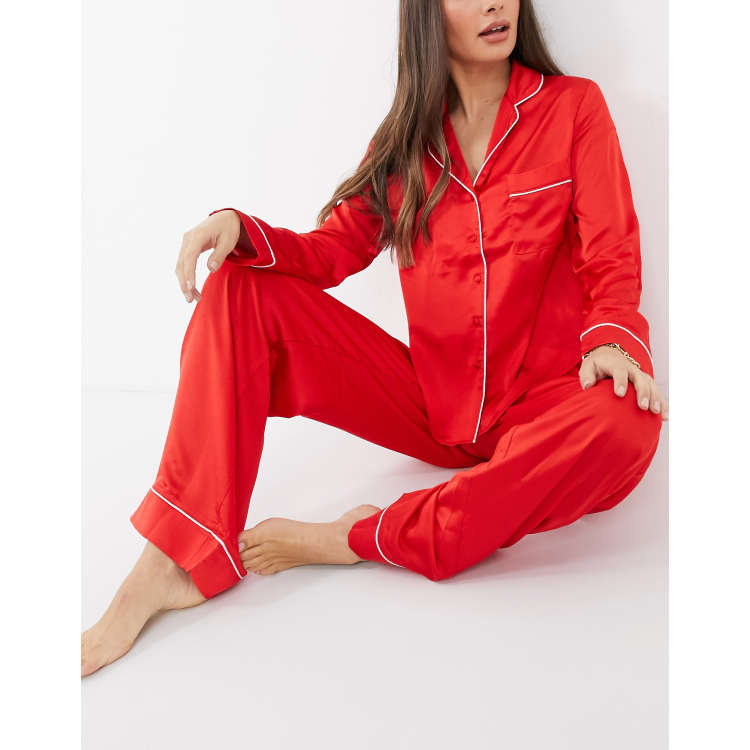 Red Satin Pyjama Set, Scarlett